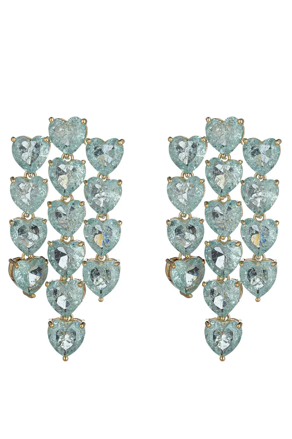 Crystal Teal Heart Earrings