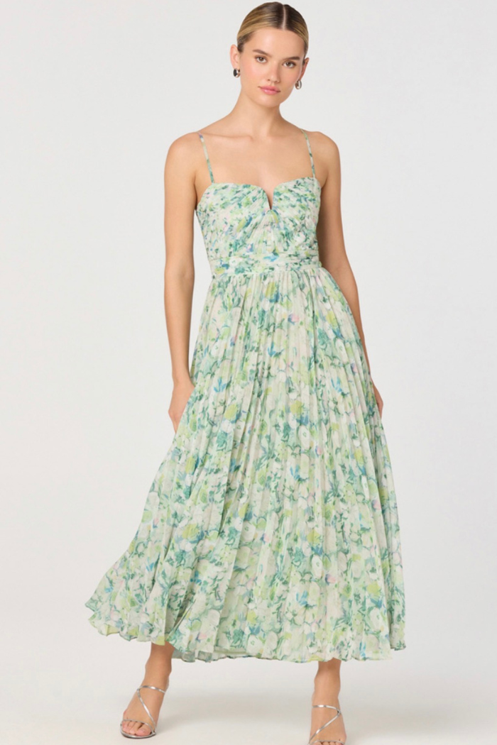 green emerald velvet dress Astr The Label Bayley Dress in Green