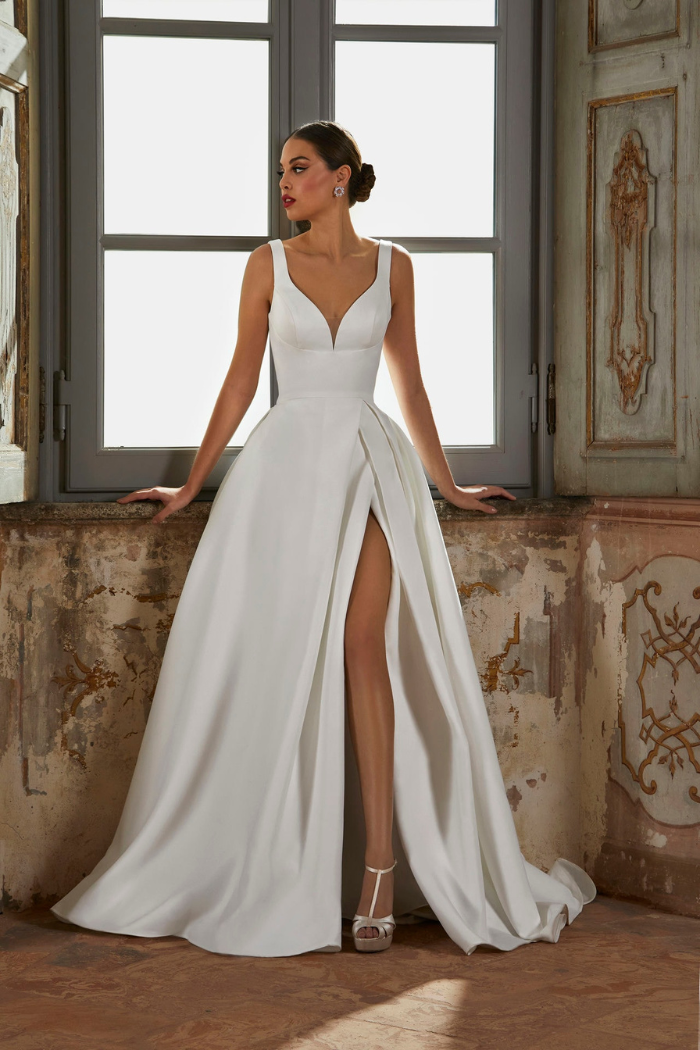 Classic Satin A-Line Wedding Dress Demetrios Bridal Style 8242