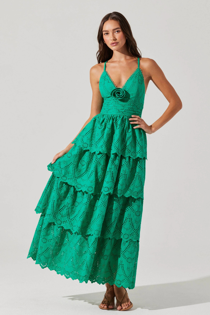 Astr The Label Women's Faeryn Cotton Maxi Dress - Emerald - Size M Faeryn Eyelet Tiered Maxi Dress – Emerald Green | ASTR The Label – The  Dressing Room