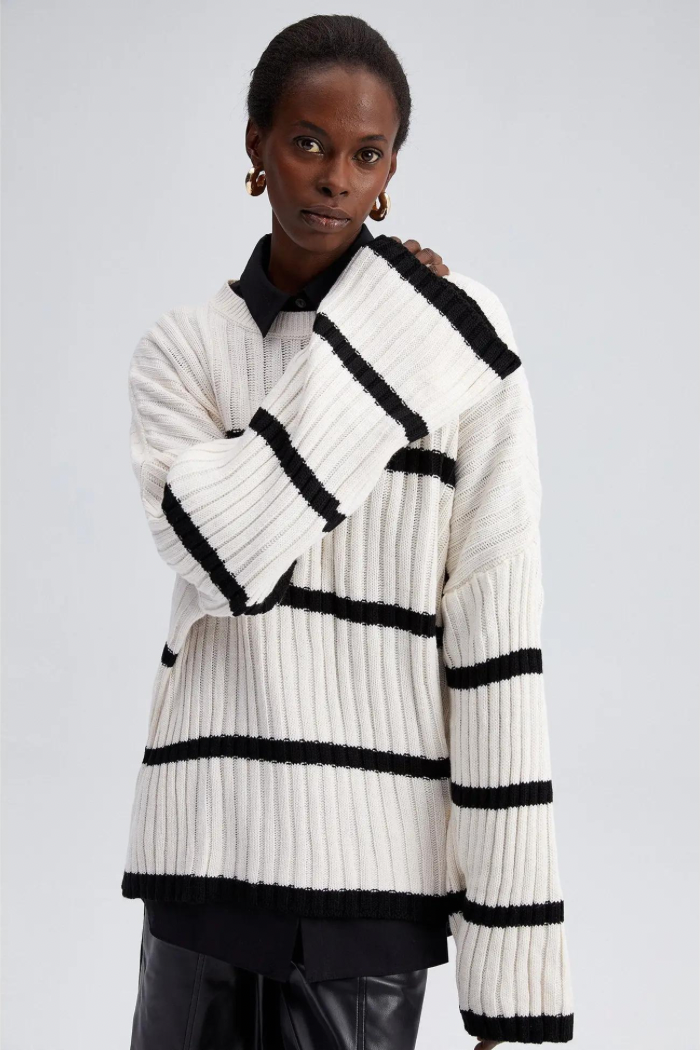 Striped Oversize Knit Sweater