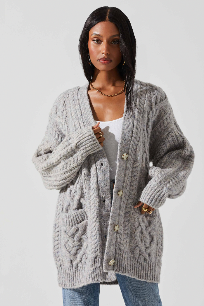 Charli Cable Knit Oversized Cardigan
