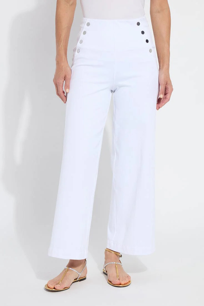 Lyssé Mallory Hi-Waist Wide Leg Jeans | White Sailor Denim Pants