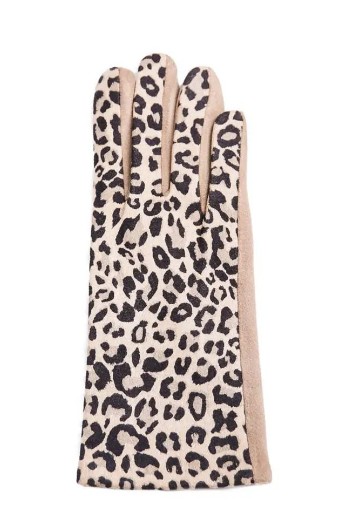 Tan Leopard Texting Glove