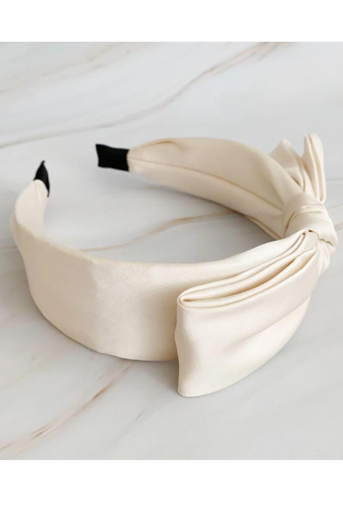Ivory Satin Side Bow Headband