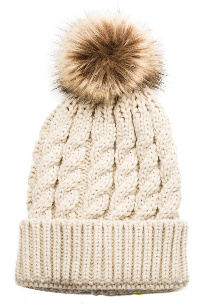 Cream Chunky Knit Hat