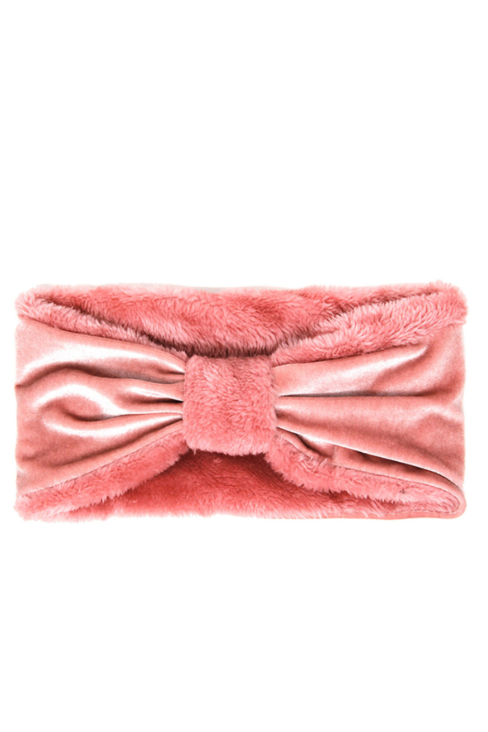 Pink Velvet/Faux Fur Headband