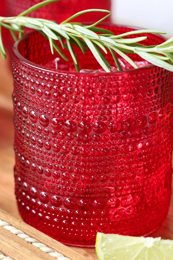 Red Beaded Drink Glass