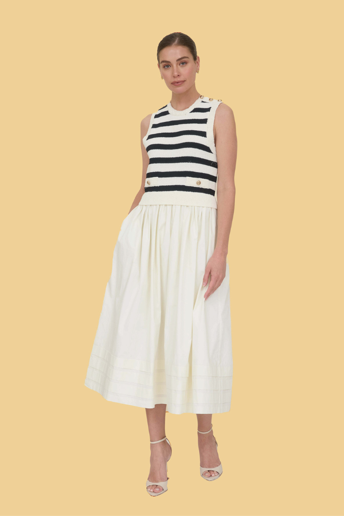 twofer dress Striped Midi | Nautical Style Fans Say Michelle Obama CSVS50341 Size:Single Size upto80