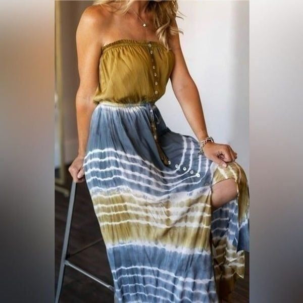 Tie Dye Strapless Maxi Dress – The Dressing Room