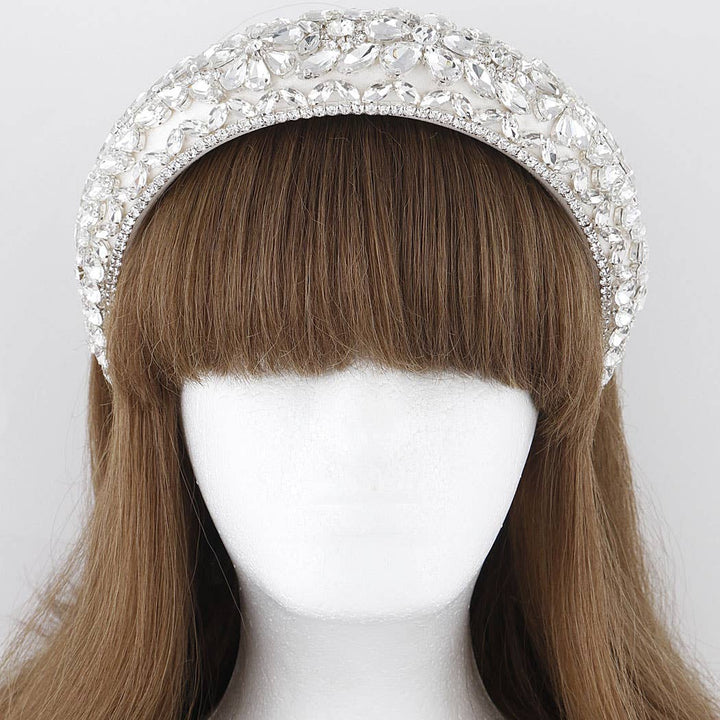 Crystal Encrusted Bridal Headband with flower