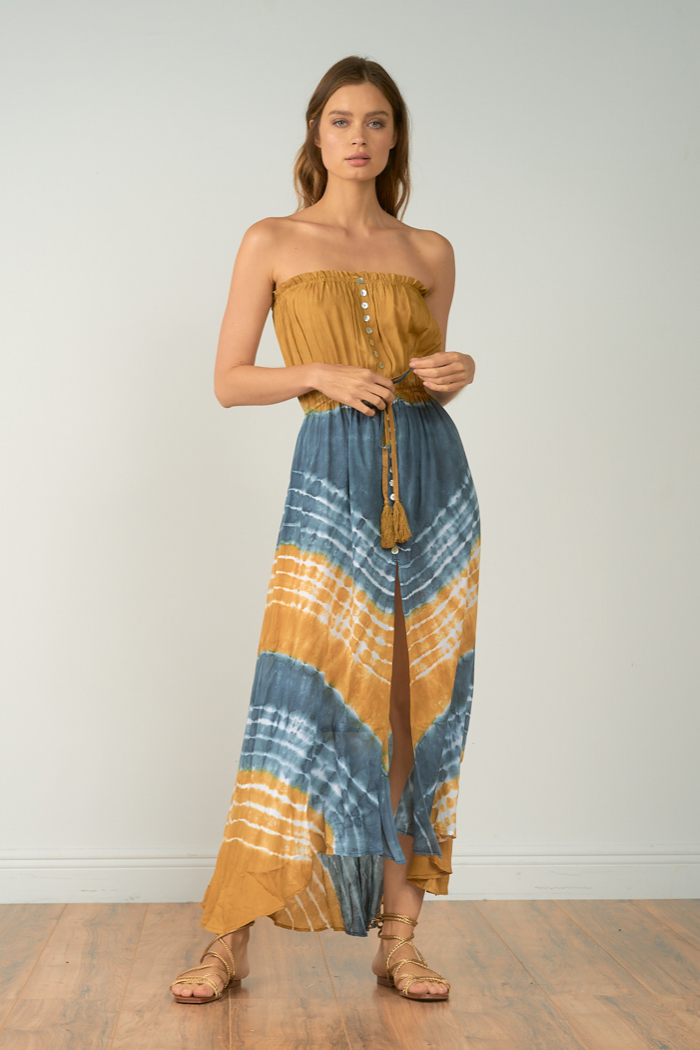 Strapless tie dye maxi dress Clearance