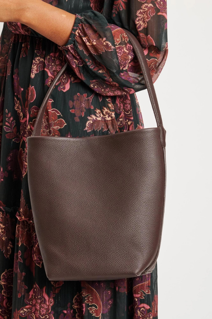 Odette Genuine Leather Bucket Bag - Rich Chocolate Brown