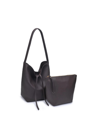 Odette Genuine Leather Bucket Bag - Rich Chocolate Brown