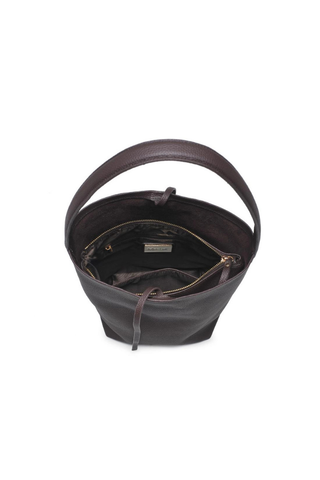 Odette Genuine Leather Bucket Bag - Rich Chocolate Brown