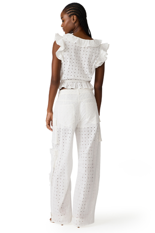 Steve Madden SB06024 Duo Pant White Eyelet