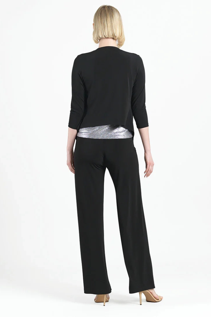 Modern 3/4 Sleeve Tie-Front Cardigan – Wrinkle-Free Silky Travel Knit - Black