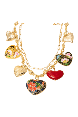 Intricate Enamel And Metallic Heart Charms Statement Anarchy Street MMN9217