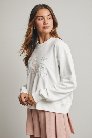 Wishlist Multi-Print Patchwork 'USA' Pullover - Off White WL25-11415