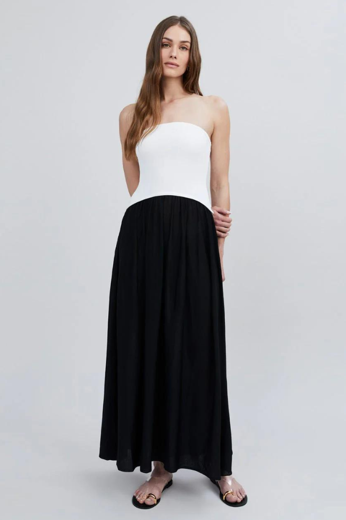 Solid & Striped Soglio Strapless Color-Block Maxi Dress - Black/White The Dressing Room Solid & Striped Soglio Strapless Color-Block Maxi Dress - Black/White The Dressing Room