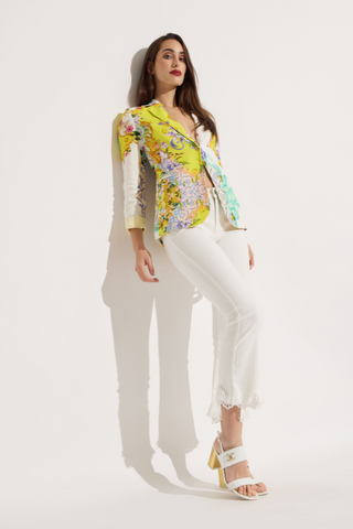 OO LA LA Linen Tapestry Print One Button Blazer M9612