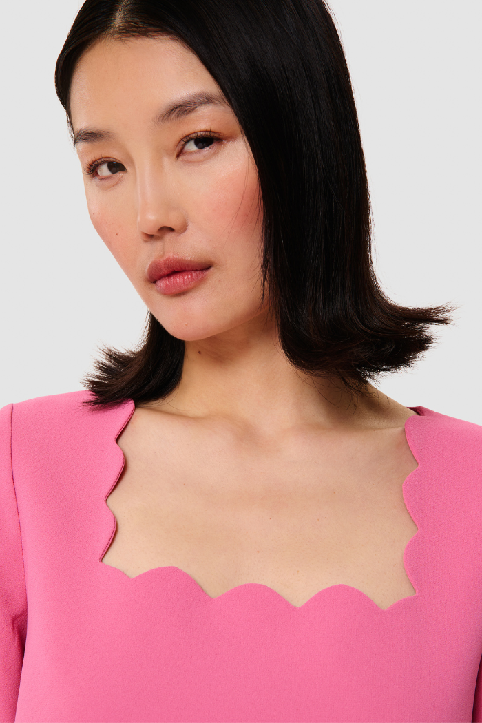 Rossie Dress by Tara Jarmon | Pink Shift Dress with Scalloped Neckline The Dressing Room Rossie Dress by Tara Jarmon | Pink Shift Dress with Scalloped Neckline The Dressing Room