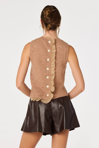 ASTR Pernille Cable Knit Sweater Vest ACT19040 Camel