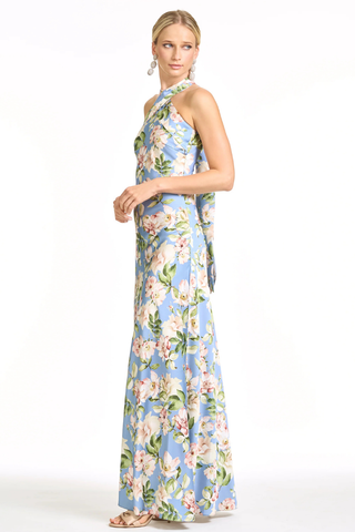 Sachin & Babi Laurant Gown - Twilight Camellias S262G33-494 Woman wearing a floral dress with a white background