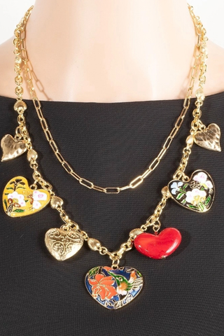 Intricate Enamel And Metallic Heart Charms Statement Anarchy Street MMN9217