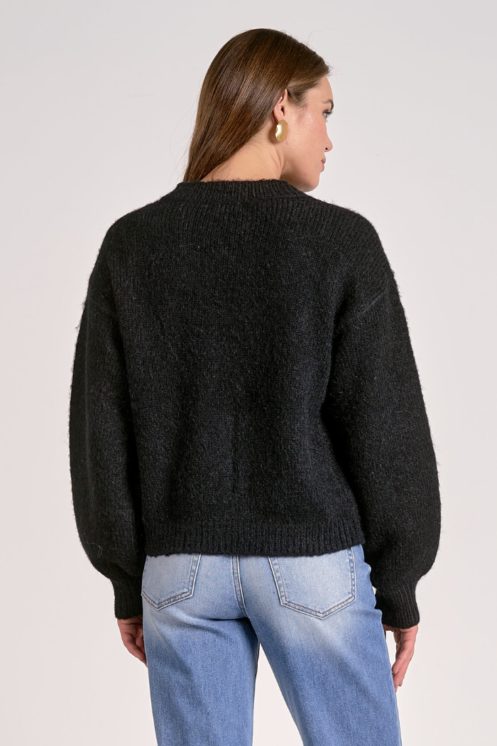 Elan SW11527 Tie Front Cardigan - Black