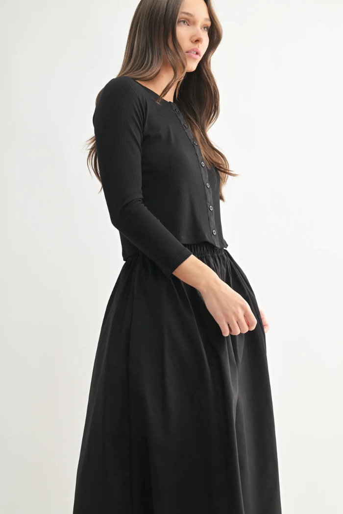 Mono B Spring Breeze Cardigan & Skirt Set - Black