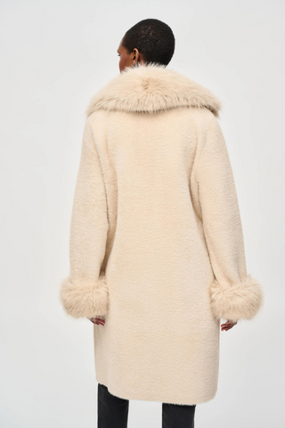 Ribkoff 243923 Feather Yarn and Faux Fur Sweater Coat