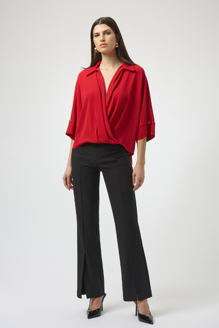 Ribkoff Woven Twill Boxy Wrap Top 254031