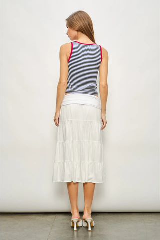 Pretty Garbage Romilly Sailboat Beaded Striped Tank