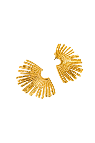 Flânerie Bisous 18K Gold Non-Tarnish Sunburst Earrings