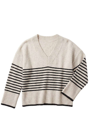Stripe V-Neck Sweater Karen Kane 3N89339