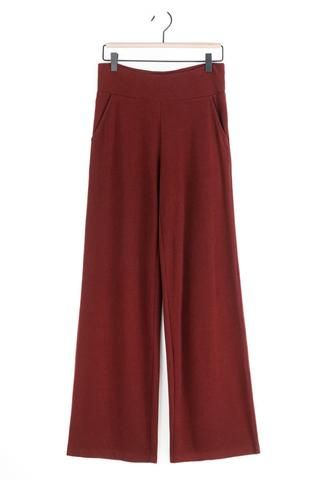 Lounge Knit - Wide Leg Pocket Pant - Burgundy Clara Sunwoo PT21W1
