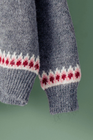 Urban Daizy Nordic Pattern Wool Blend Toggle Cardigan - Grey