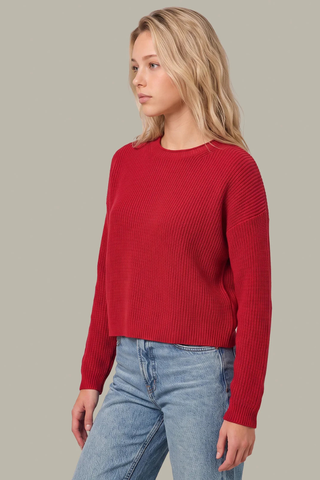 Daphne Cropped Cotton Pullover - True Red 525 America 110039907