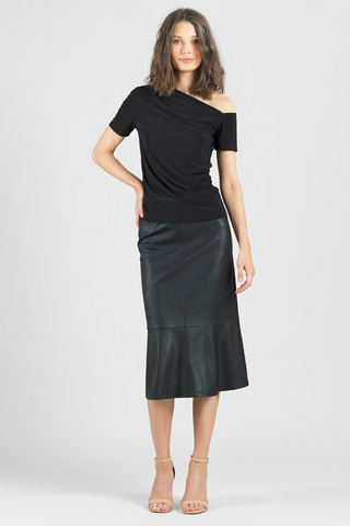Clara Sunwoo Angular Neck Line Soft Knit Short Sleeve Top T294