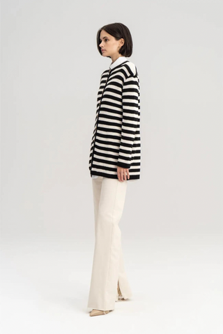 Striped Cardigan with Gold Buttons