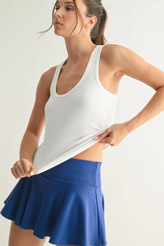Mono B Slim Fit Scoop Neck Tank Top - White KT12191