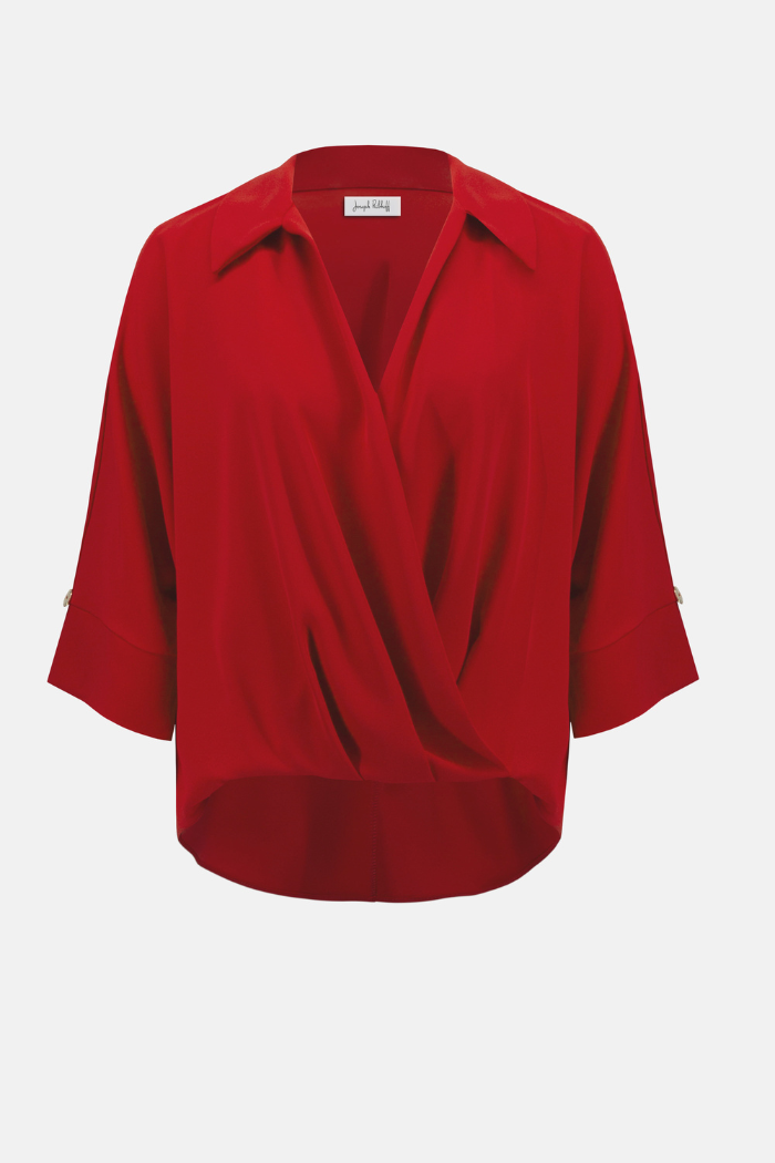 Ribkoff Woven Twill Boxy Wrap Top 254031