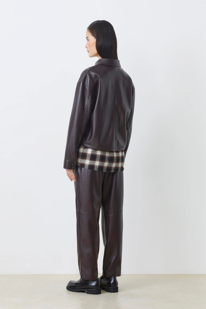 Suncoo Lennox Faux Leather Cropped Blouse