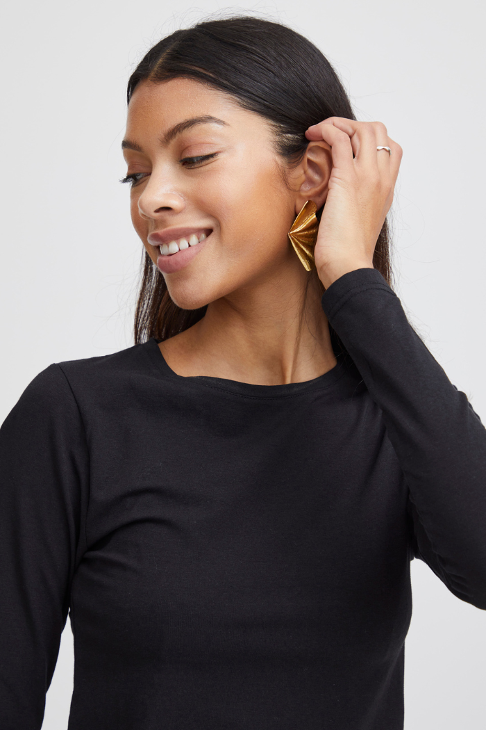 b. young BYPamila Long Sleeve Jersey Tee - Black 20807594