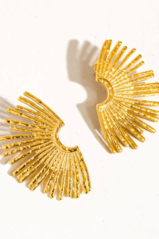 Flânerie Bisous 18K Gold Non-Tarnish Sunburst Earrings