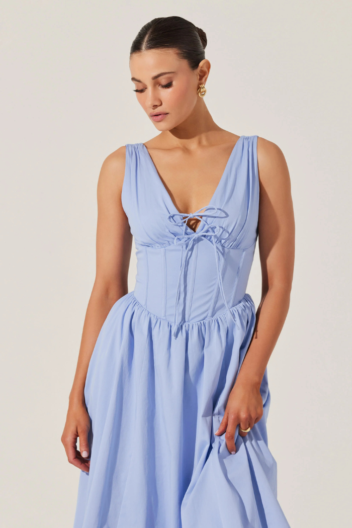 Maili Corset Poplin Midi Dress