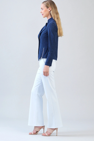 Midnight Navy Soft Suede Signature Jacket – Lightweight Stretch Moto Style