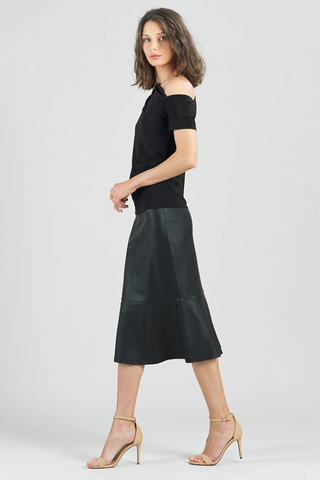 Clara Sunwoo Angular Neck Line Soft Knit Short Sleeve Top T294