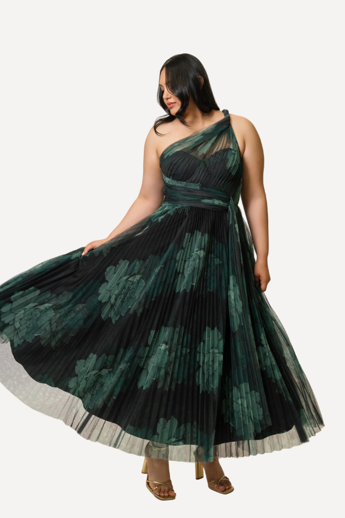 hutch one shoulder pleated dress One Shoulder Pleated Dress